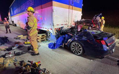 Driver Pinned under 18 Wheeler Rescued Overnight